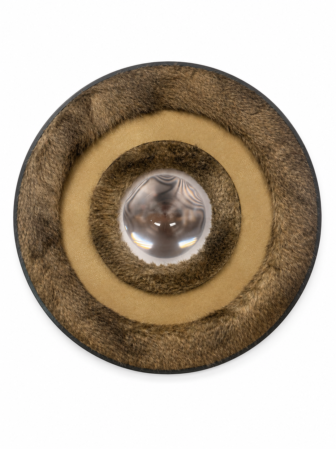 Portals 32” Taupe leather and faux fur/ Brown Satin