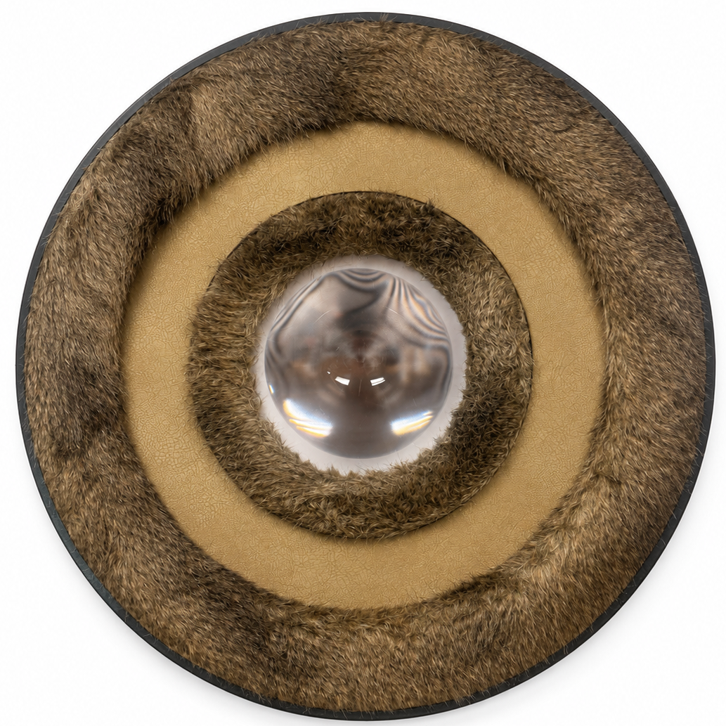 Portals 32” Taupe leather and faux fur/ Brown Satin - Maks Simone