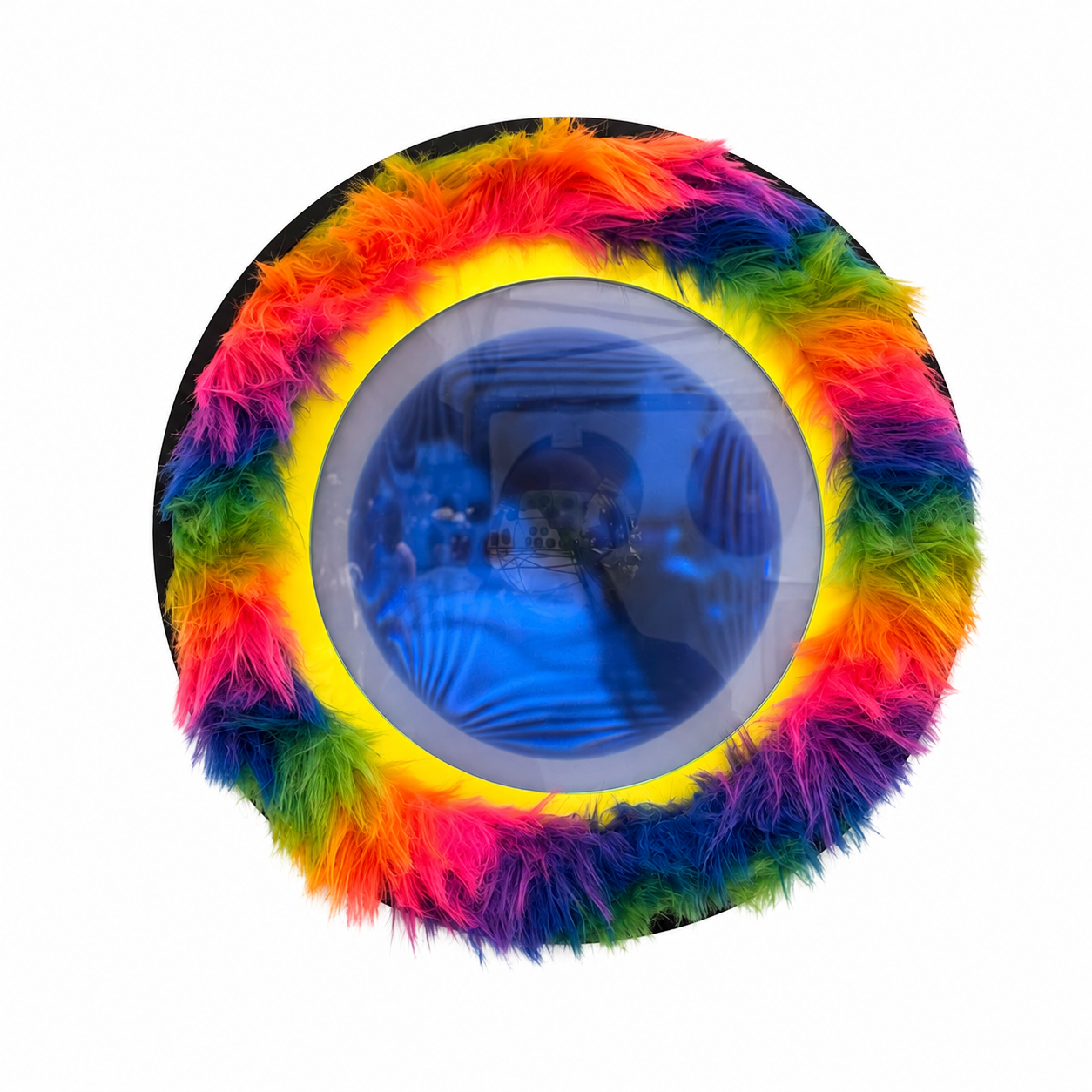 Spirit Orb 17” Rainbow Fur / Blue Chrome