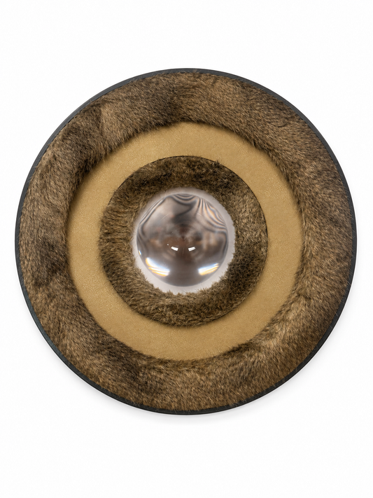 Portals 32” Taupe leather and faux fur/ Brown Satin